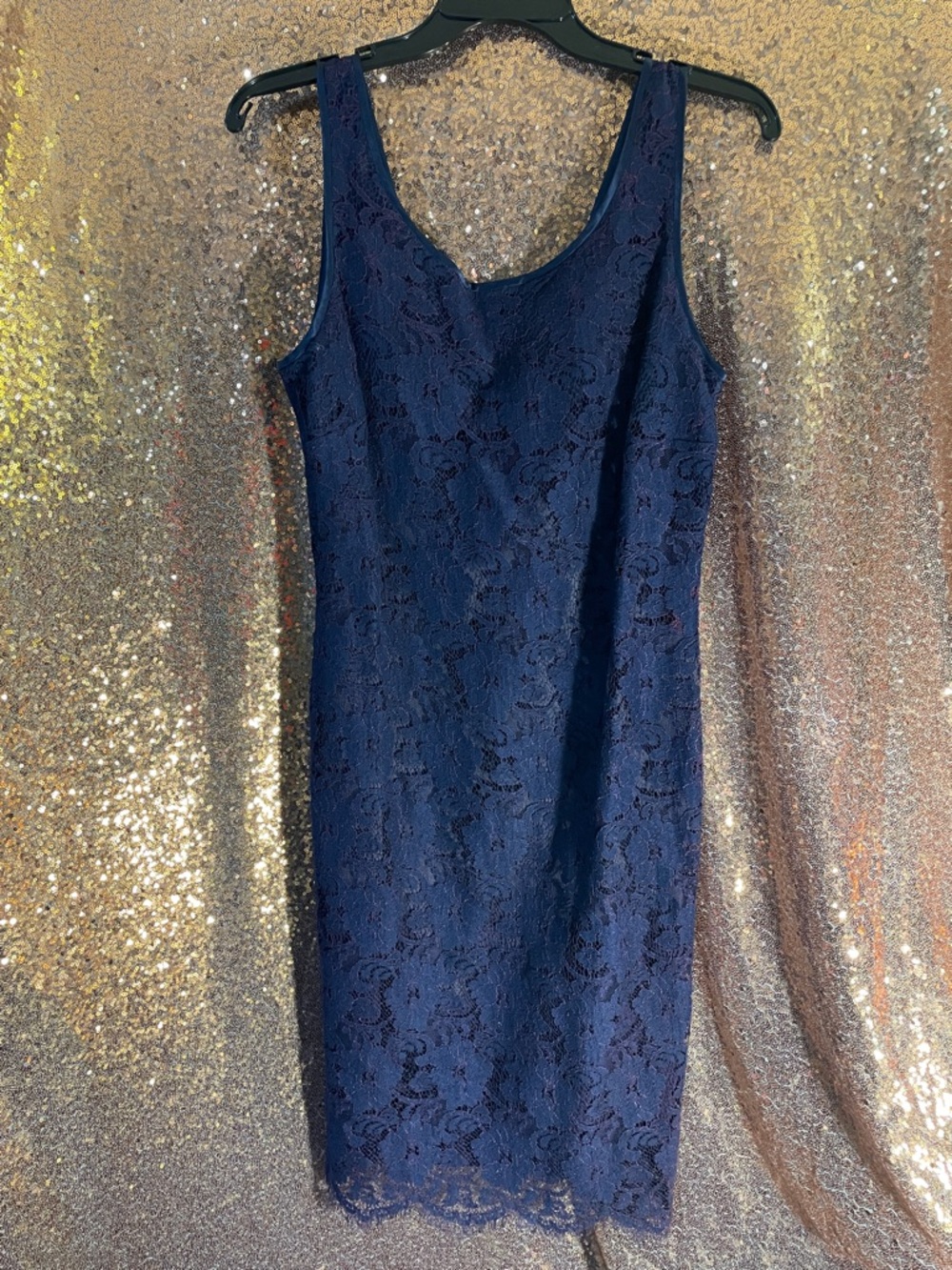 Nipon Boutique Navy Floral Lace Midi Prom Dress